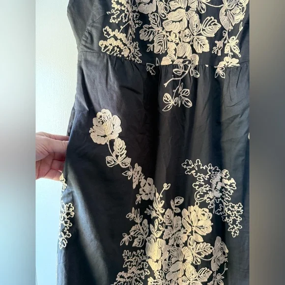 J. Crew Mirabel Embroidered Sleeveless Shift Dress Tan Cream Gray Cotton Size 12 - Picture 7 of 11